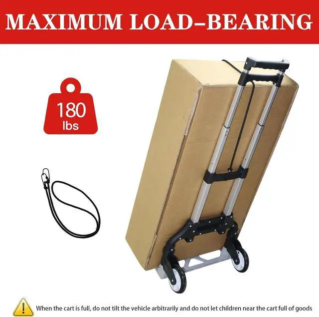 Alt view image 6 of 7 - Folding Hand Truck Dolly CartAluminum Portable Hand Cart for Daily handling Work180lbs, with Silent WheelTelescoping HandleBlack Bungee Cord, Can Stand AloneLight Weight