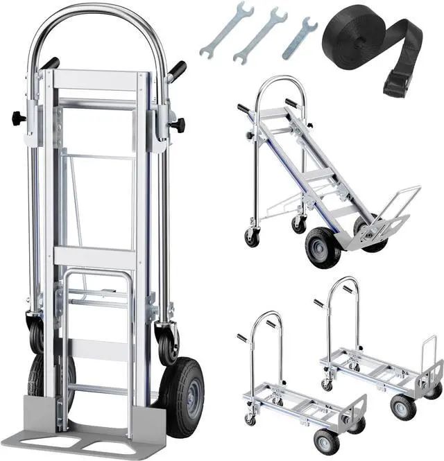 Main image of Hand Trucks Heavy Duty Aluminum Dolly Cart, 3 in 1 Design 1000 Lbs Capacity with Solid Wheels - Foldable, Portable, Ergonomic Handle, Perfect for Construction, Warehouses, Factories, Indoor & Outdoor