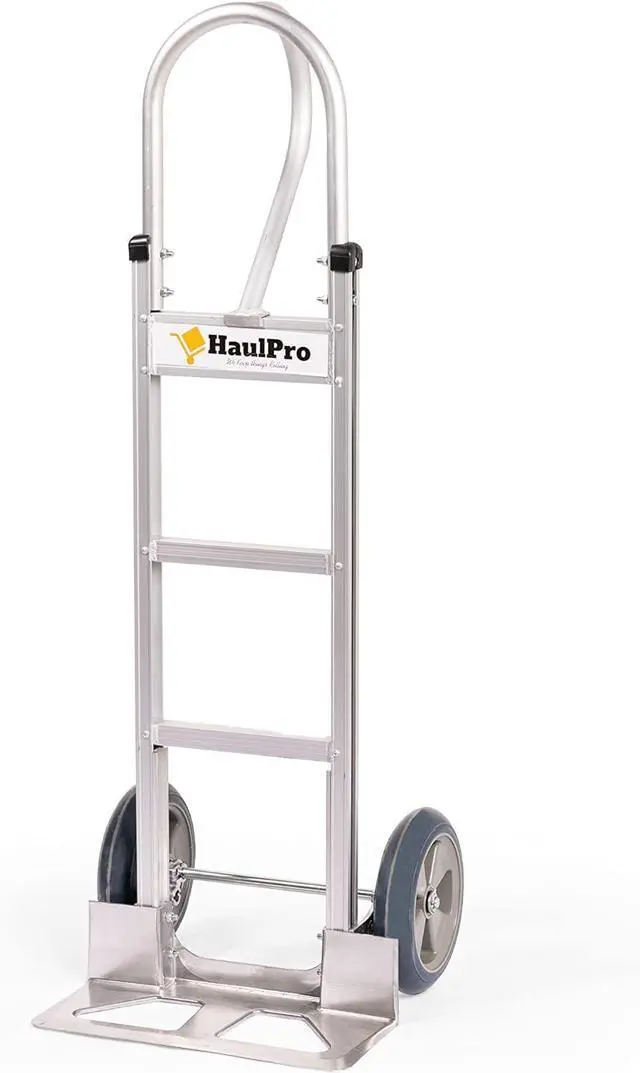 Main image of Heavy Duty Hand Truck with Vertical Loop Handle - Aluminum Dolly Cart for Moving - 500 Pound Capacity - 10" Rubber Wheels - 52.25" H x 17.5" W with 17.75" x 9.5" Diecast Nose Plate