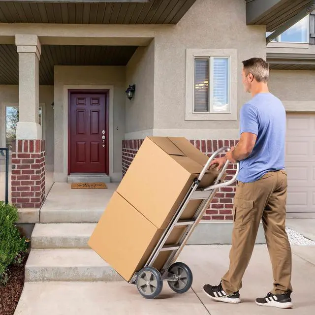 Alt view image 6 of 7 - Heavy Duty Hand Truck with Vertical Loop Handle - Aluminum Dolly Cart for Moving - 500 Pound Capacity - 10" Rubber Wheels - 52.25" H x 17.5" W with 17.75" x 9.5" Diecast Nose Plate