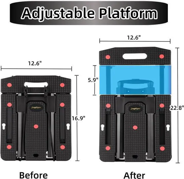 Alt view image 2 of 6 - Folding Hand Truck Platform Trucks 500LB Heavy Duty Foldable Moving Dolly Cart with 6 Wheels,Luggage Cart Portable Car Seat Dolly for Airport Moving Travel,Shopping, Office Use-Black