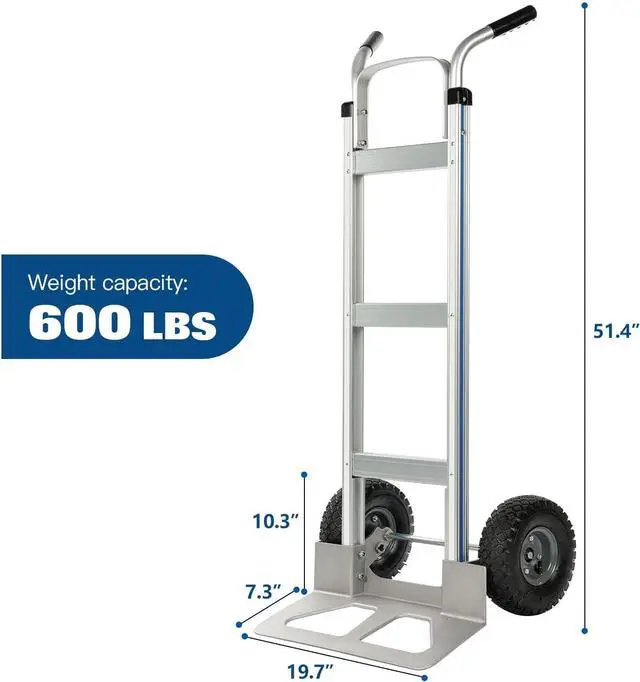 Alt view image 3 of 7 - Hand Truck Heavy Duty, Hand Truck Dolly 400lbs Capacity, Dolly Cart with Pneumatic Tire for Moving Home, Workshop, Office (400LB)