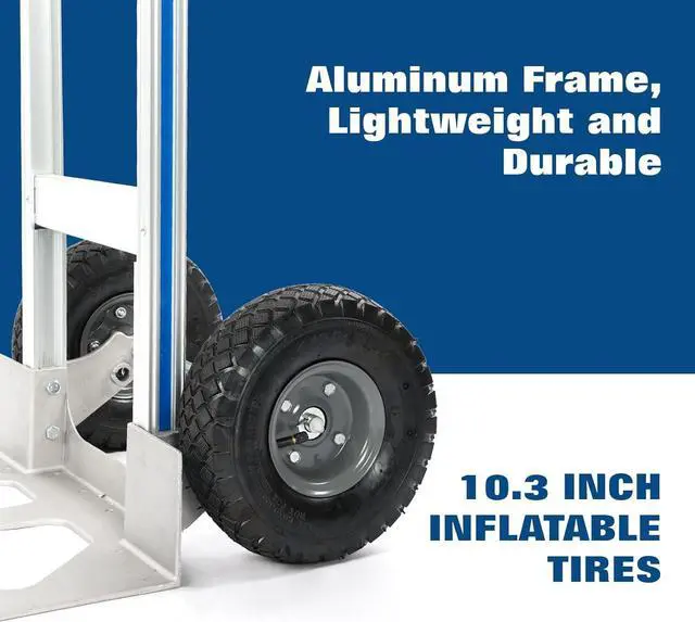 Alt view image 6 of 7 - Hand Truck Heavy Duty, Hand Truck Dolly 400lbs Capacity, Dolly Cart with Pneumatic Tire for Moving Home, Workshop, Office (400LB)