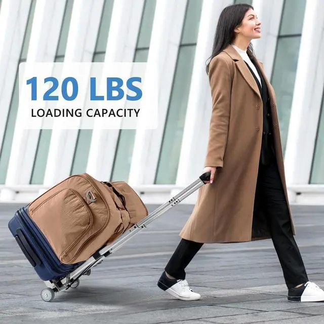 Alt view image 3 of 7 - KEDSUM Mini Luggage Cart with Wheels Foldable, Lightweight Aluminum Trolley Cart with Wheels, Expandable Baseplate Foding Hand Truck Dolly, Small Backpack Portable Dolly for Airport Travel Moving Use