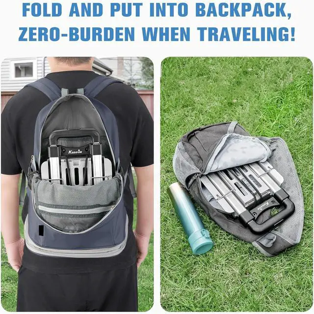 Alt view image 2 of 7 - KEDSUM Mini Luggage Cart with Wheels Foldable, Lightweight Aluminum Trolley Cart with Wheels, Expandable Baseplate Foding Hand Truck Dolly, Small Backpack Portable Dolly for Airport Travel Moving Use