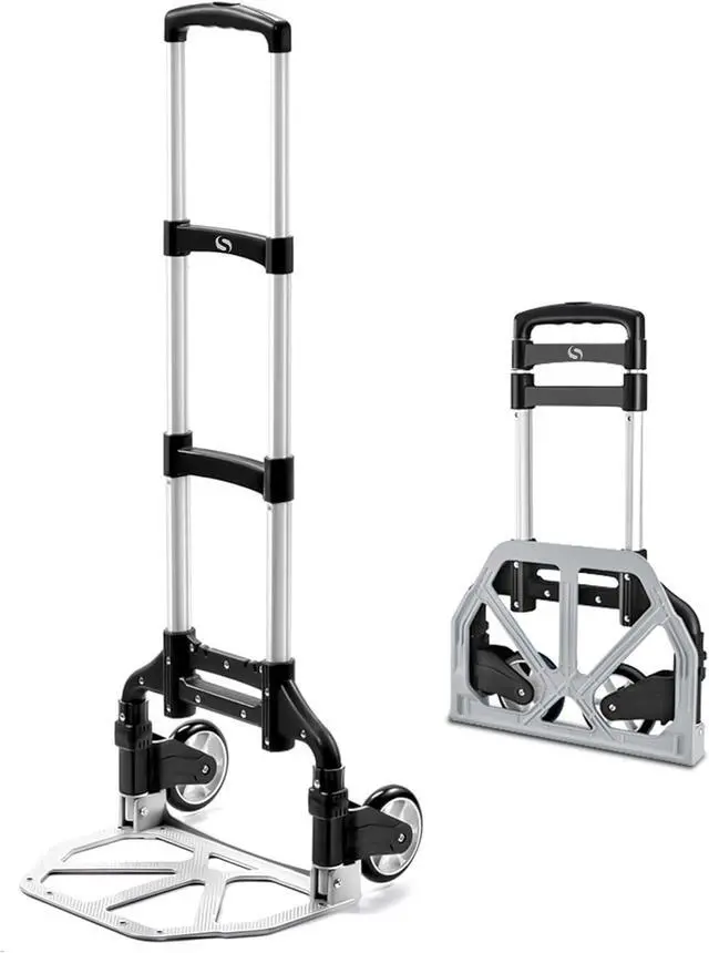 Main image of Folding Hand Truck, Dolly Cart with Wheels Foldable, Lightweight Aluminum Luggage Cart Portable Collapsible Trolly for Utility Cart, Hand Trucks for Moving Travel Shopping Airport Office