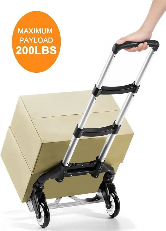 Alt view image 6 of 7 - Folding Hand Truck, Dolly Cart with Wheels Foldable, Lightweight Aluminum Luggage Cart Portable Collapsible Trolly for Utility Cart, Hand Trucks for Moving Travel Shopping Airport Office