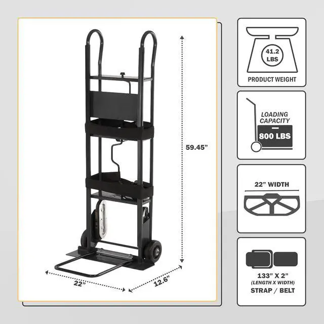 Alt view image 4 of 7 - Olympia Tools 800 Lb Appliance Hand Truck with Easy-to-use Belt Tightener for transport Large Appliances and Furniture