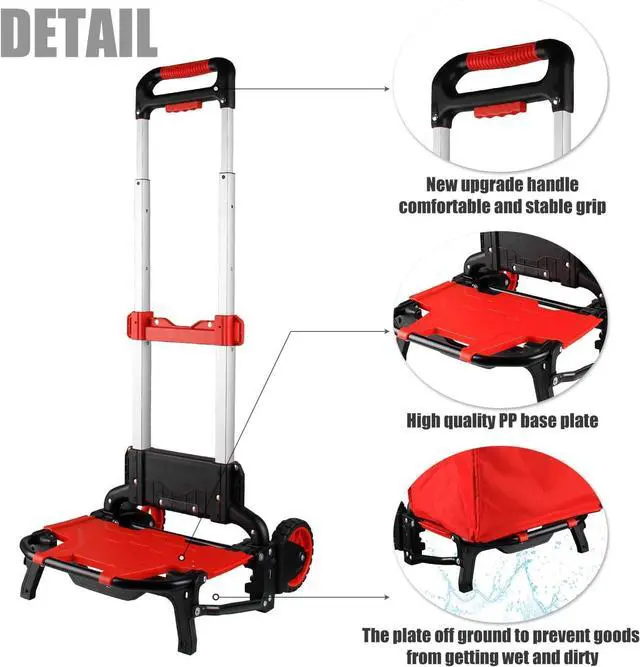 Alt view image 3 of 7 - Folding Shopping Cart with Removable Waterproof Bag and Bungee Cord, Heavy Duty Push Cart with Mute Wheels, Portable Hand Truck for Shopping, Groceries, Travel and Office Use