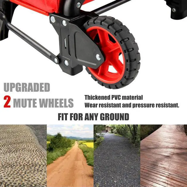 Alt view image 4 of 7 - Folding Shopping Cart with Removable Waterproof Bag and Bungee Cord, Heavy Duty Push Cart with Mute Wheels, Portable Hand Truck for Shopping, Groceries, Travel and Office Use