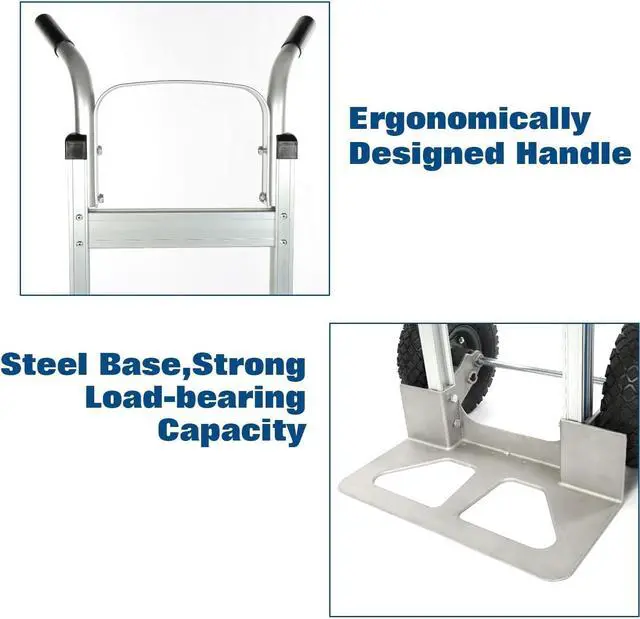 Alt view image 4 of 7 - Hand Truck Heavy Duty, Hand Truck Dolly 400lbs Capacity, Dolly Cart with Pneumatic Tire for Moving Home, Workshop, Office (400LB)