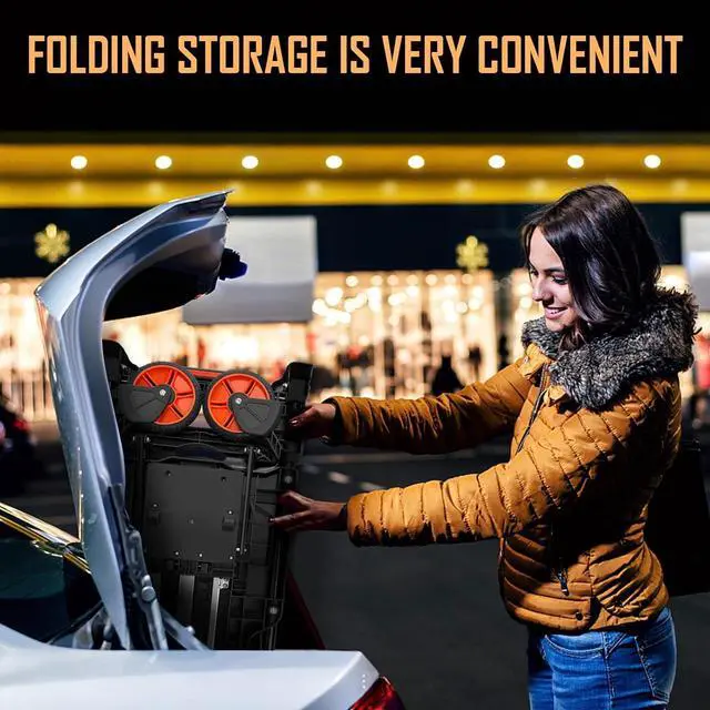 Alt view image 7 of 7 - Folding Hand Truck, Dolly Cart Heavy Duty with 440lbs Capacity & 4 Wheels, Portable Hand Truck Dolly, 2in1 Transform Hand Cart, Collapsible Small Platform Cart for Home/Office/Travel Use, Easy Storage