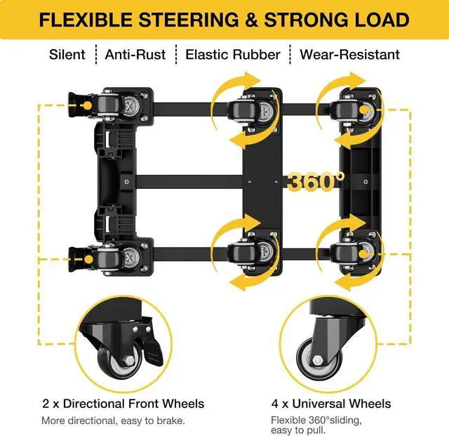 Alt view image 4 of 6 - Folding Hand Truck, 500 LB Portable Dolly Cart Heavy Duty Luggage Cart with 6 Wheels & 2 Ropes for Travel, Moving, Shopping