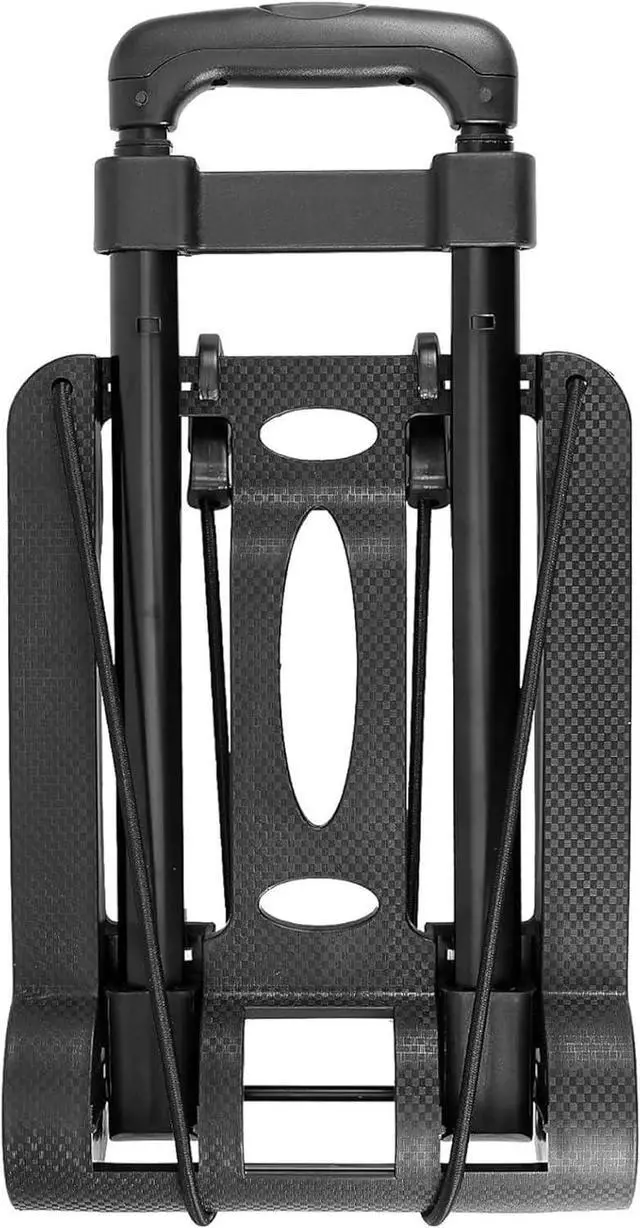 Alt view image 5 of 7 - HOZEON Folding Hand Truck, 55 Lbs 25 KG Heavy Duty Solid Construction Utility Cart with 2 Wheels Bonus Bungee Cord,Lightweight Compact Portable Fold Up Dolly for Luggage, Travel, Black