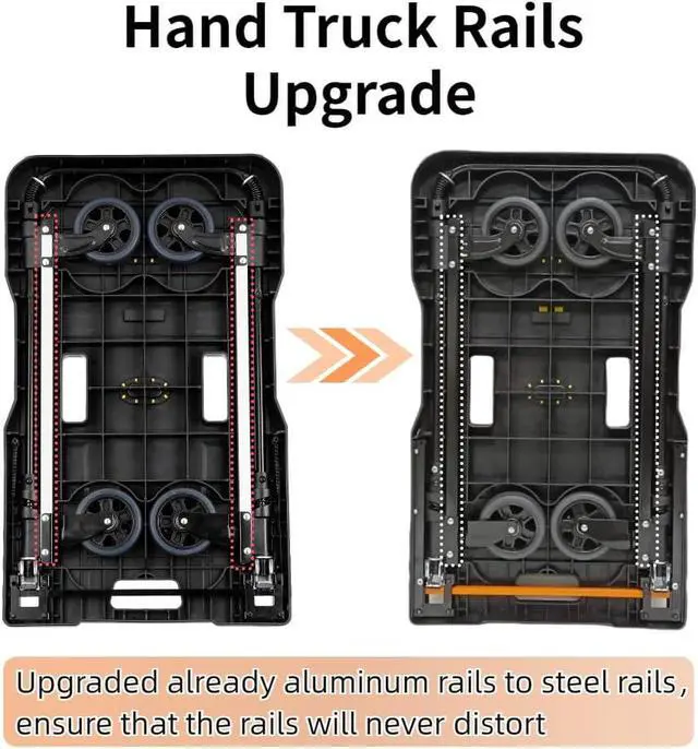 Alt view image 3 of 7 - Folding Hand Truck, 330 Lbs Heavy Duty Luggage Cart, Portable Utility Dolly Platform Cart with Adjustable Handle for Auto, Luggage, Personal, Travel, Moving Shopping and Office Use