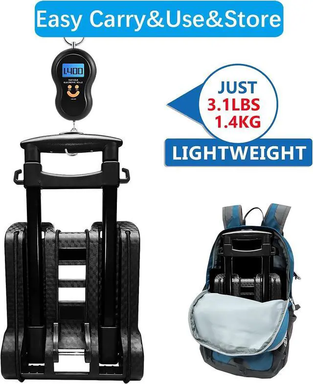 Alt view image 5 of 7 - Portable Folding Hand Truck Lightweight Trolley Compact Utility Cart with 50kg/110lbs Heavy Duty 2 Wheels Solid Construction Adjustable Handle for Moving Travel Shopping Office Luggage Use(BY07-Black)