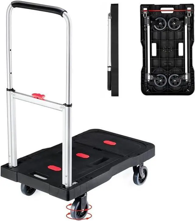 Main image of Folding Hand Truck Platform Truck 330 Lbs Heavy Duty Dolly Cart with Wheels, Fully Folded Push Cart, Portable Trolley Utility Cart for Easy Storage, Garage Moving Shopping Home Office