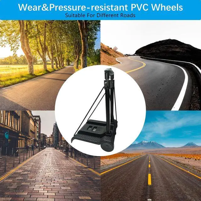 Alt view image 7 of 7 - Portable Folding Hand Truck Lightweight Trolley Compact Utility Cart with 50kg/110lbs Heavy Duty 2 Wheels Solid Construction Adjustable Handle for Moving Travel Shopping Office Luggage Use(BY07-Black)