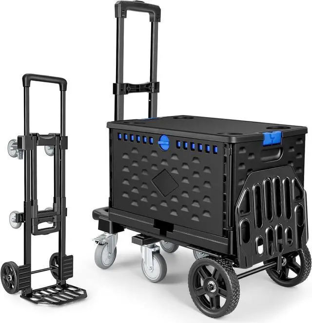 Main image of KEDSUM 3-in-1 Folding Hand Truck with Basket, 600LBS Heavy Duty Dolly Cart with Wheels, Six Wheels and Two Wheels Convertible Dolly Cart for Office,Home Moving, Simple Conversion