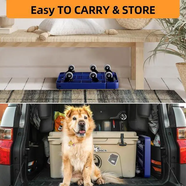 Alt view image 6 of 7 - Folding Hand Truck, 500 LB Heavy Duty Luggage Cart, Utility Dolly Platform Cart with 6 Wheels & 2 Elastic Ropes for Luggage, Travel, Moving, Shopping, Office Use, Blue