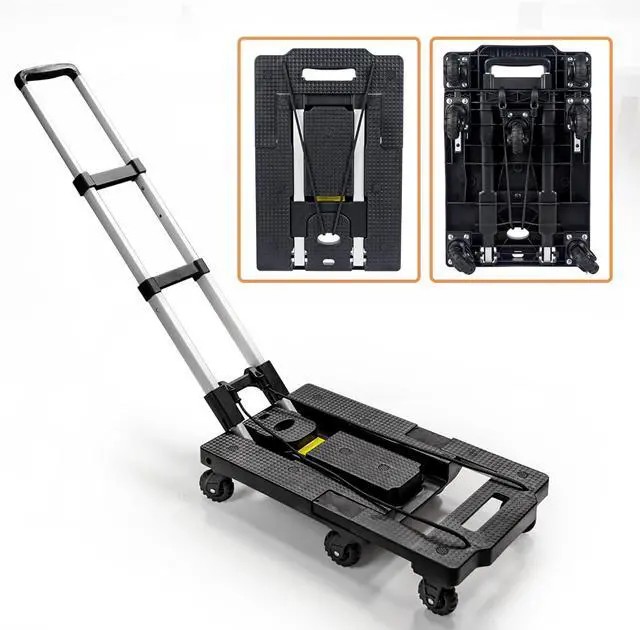 Main image of Dolly Cart Portable Hand Truck Lightweight Hand Cart Compact Utility Cart with Heavy Duty Wheels Solid Construction Adjustable Handle for Personal, Moving, Travel and Shopping Use (7 Wheels)