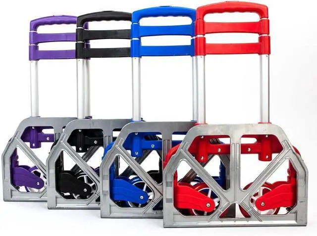 Alt view image 7 of 7 - Folding Hand Truck Dolly, 200 lbs Capacity Dolly Cart, Aluminum Portable Foldable Hand Cart with Retractable Handle, Ideal for Shoping, Office, Travel, Moving, Blue
