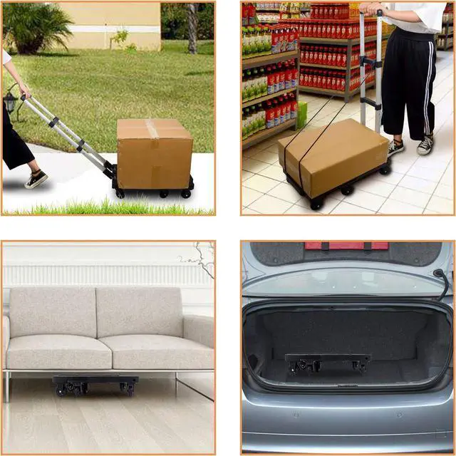 Alt view image 6 of 6 - Dolly Cart Portable Hand Truck Lightweight Hand Cart Compact Utility Cart with Heavy Duty Wheels Solid Construction Adjustable Handle for Personal, Moving, Travel and Shopping Use (7 Wheels)