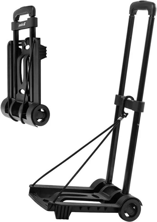 Main image of pack all Folding Luggage Cart, Heavy Duty Hand Truck with Wheels, Compact Trolley Cart for Home and Travel (Black)