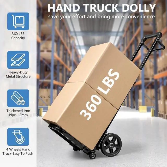 Alt view image 5 of 7 - KEDSUM Dolly Cart with Wheels, Upgrade Labor-Saving Folding Dolly with Training Wheels, Heavy Duty Hand Truck Cart with Pedal Rod,Thickened Iron Pipe for Moving, Furniture, Warehouse Use