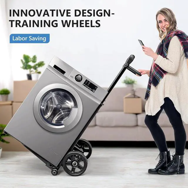 Alt view image 4 of 7 - KEDSUM Dolly Cart with Wheels, Upgrade Labor-Saving Folding Dolly with Training Wheels, Heavy Duty Hand Truck Cart with Pedal Rod,Thickened Iron Pipe for Moving, Furniture, Warehouse Use