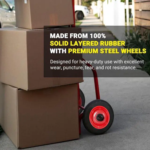 Alt view image 5 of 6 - AR-PRO (2-Pack) 6 x 1.5 Flat Free Solid Rubber Wheel Assemblies - Replacement Hand Truck Wheels with Ball Bearings and 1/2 Bore Hole Diameter - Heavy-Duty Solid Rubber Wheels 132 lbs Load Capacity