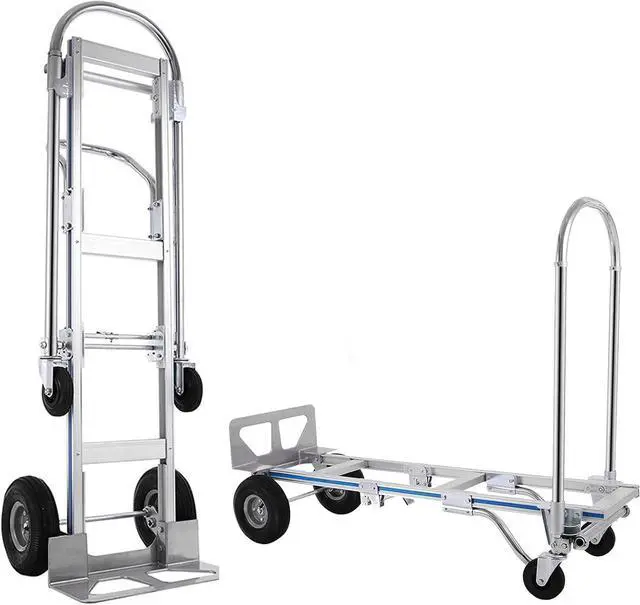Main image of Heavy Duty Aluminum Hand Truck, Industrial Convertible Hand Truck Dolly Large Size, Utility Cart Converts from Hand Truck to Platform Cart with 10" Hi Tech Rubber Wheels