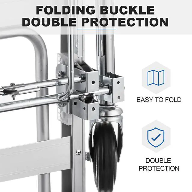 Alt view image 6 of 7 - 2 in 1 Aluminum Hand Truck, Industrial Convertible Hand Truck and Dolly 1000 LBS Capacity, Heavy Duty Hand Truck Flatform Cart with 10" Hi Tech Rubber Wheels
