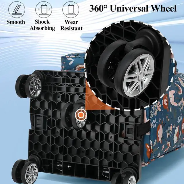 Alt view image 4 of 7 - 2 in 1 Shopping Cart with Wheels, Portable Utility Dolly, Luggage Cart, Foldable Hand Truck with Built-in Removable Waterproof Bag for Shopping, Camping, Travel (Animal World)