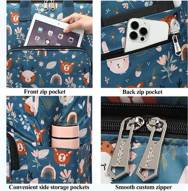 Alt view image 7 of 7 - 2 in 1 Shopping Cart with Wheels, Portable Utility Dolly, Luggage Cart, Foldable Hand Truck with Built-in Removable Waterproof Bag for Shopping, Camping, Travel (Animal World)