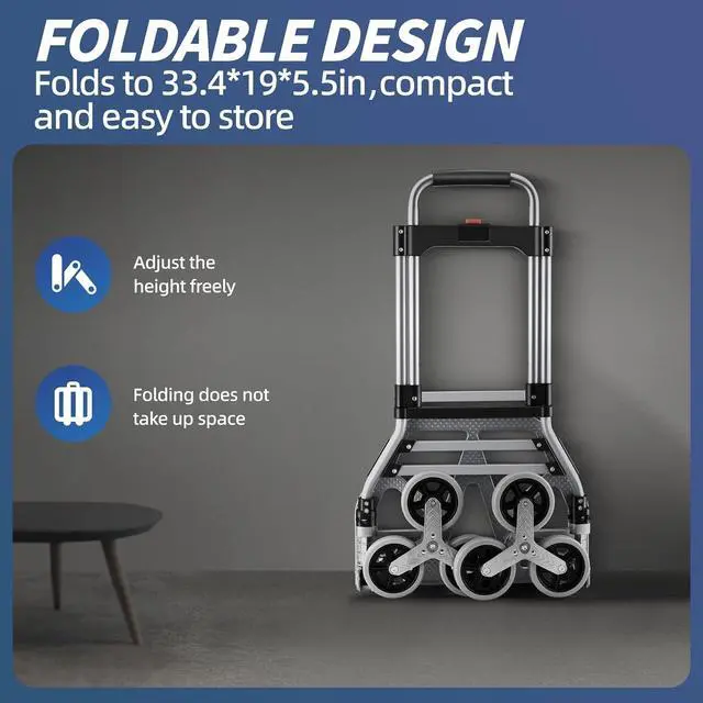 Alt view image 5 of 7 - RJTEK Upgraded Version Stair Climber Hand Truck and Dolly, 350 Lb Capacity Stair Climbing cart Heavy-Duty Trolley Cart Heavy-Duty Luggage cart Stair Dolly Lightweight with Telescoping Handle