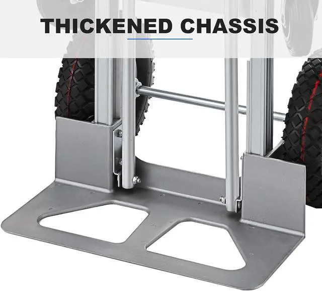 Alt view image 7 of 7 - 2 in 1 Aluminum Hand Truck, Industrial Convertible Hand Truck and Dolly 1000 LBS Capacity, Heavy Duty Hand Truck Flatform Cart with 10" Hi Tech Rubber Wheels
