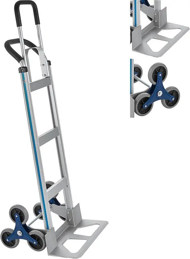 Main image of Aluminum Stair Climber Hand Truck 18 x 7.5 Inch Nose Plate Stair Climbing Hand Truck 6 Wheels Hand Truck Dolly