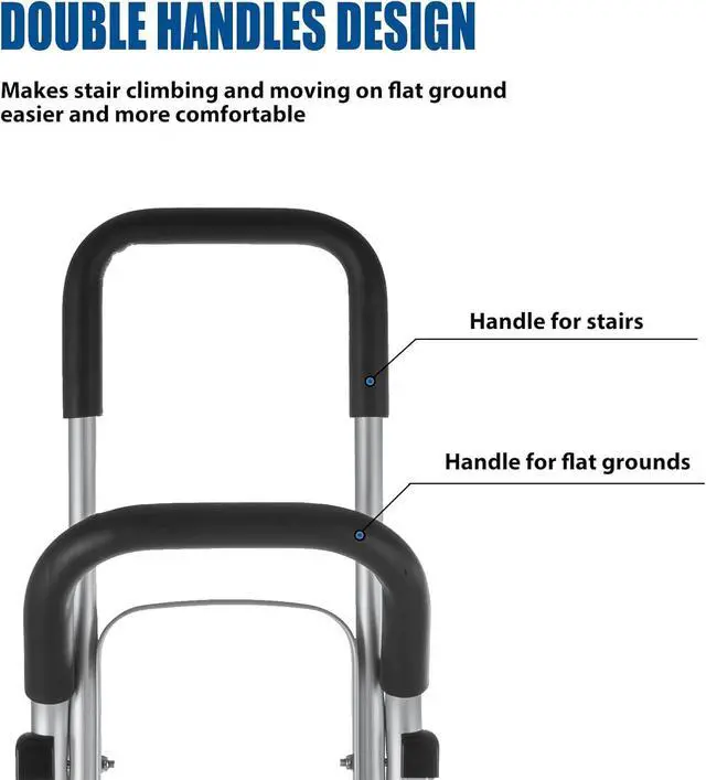 Alt view image 4 of 7 - Aluminum Stair Climber Hand Truck 18 x 7.5 Inch Nose Plate Stair Climbing Hand Truck 6 Wheels Hand Truck Dolly