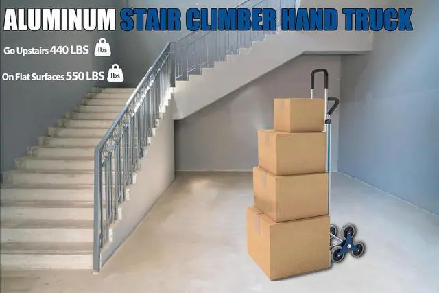 Alt view image 5 of 7 - Aluminum Stair Climber Hand Truck 18 x 7.5 Inch Nose Plate Stair Climbing Hand Truck 6 Wheels Hand Truck Dolly