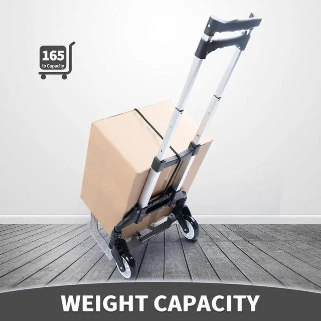 Alt view image 5 of 7 - Folding Hand Truck and Dolly,165 lb Capacity Aluminum Portable Cart Foldable 2 Wheel Dolly with Telescoping Handle