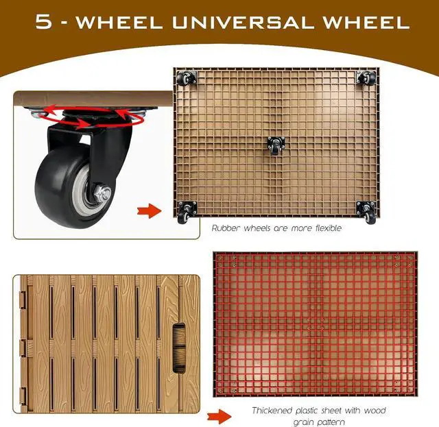 Alt view image 4 of 7 - Collapsible Rolling Crate on Wheels, 440lbs Capacity Foldable Storage Bins Heavy Duty Plastic Furniture Moving Dolly Cart for Travel Shopping Luggage Office Use with Removable 360° Rotation Wheels