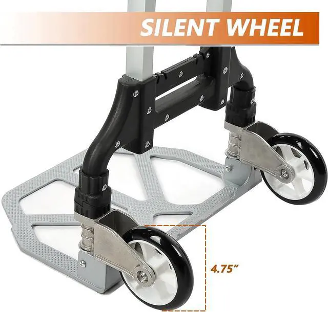 Alt view image 4 of 7 - Hand Truck Dolly Cart with Wheels - Free Carry Bag Included, Portable 180 LB Capacity Hand Cart, Lightweight Aluminum Folding Dolly, Telescoping Higher Handle