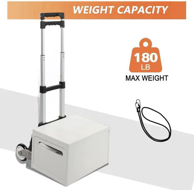 Alt view image 5 of 7 - Hand Truck Dolly Cart with Wheels - Free Carry Bag Included, Portable 180 LB Capacity Hand Cart, Lightweight Aluminum Folding Dolly, Telescoping Higher Handle