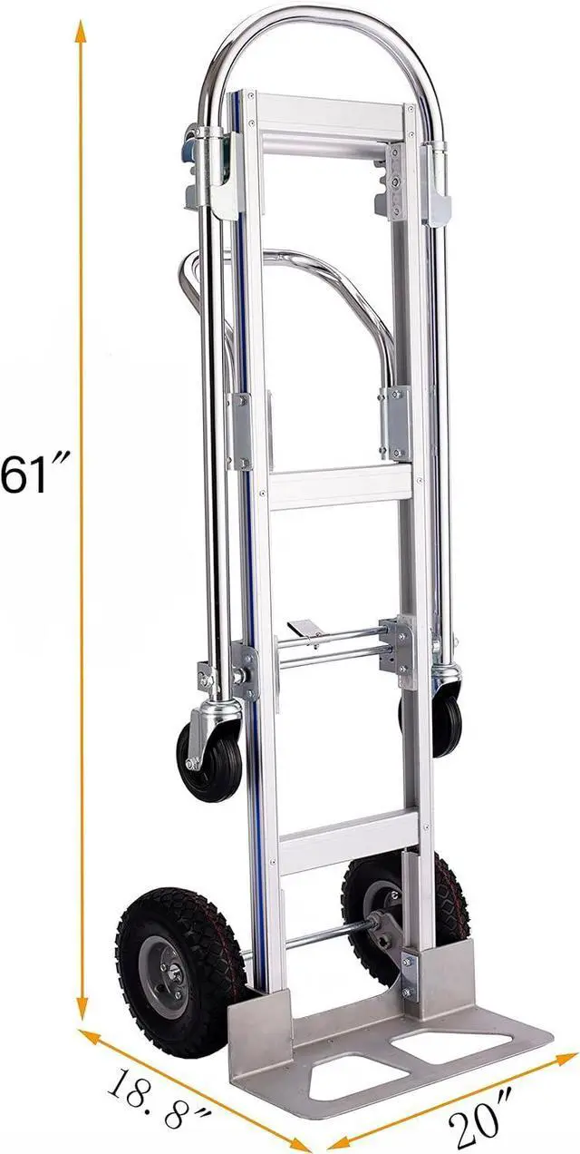 Alt view image 2 of 7 - Convertible Hand Truck 1000 LBS Weight Capacity 2 in 1 Heavy Duty Hand Truck Durable Aluminum and Steel Construction with Nose Plate 4 Wheels Hand Truck Dolly