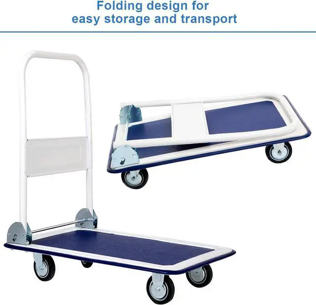 Alt view image 2 of 7 - Giantex 10 330lbs Platform Cart Dolly Folding Foldable Moving Warehouse Push Hand Truck