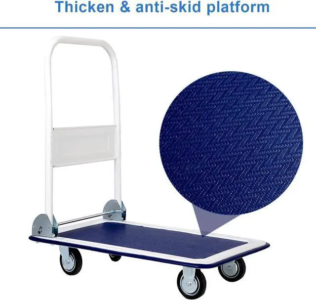 Alt view image 3 of 7 - Giantex 10 330lbs Platform Cart Dolly Folding Foldable Moving Warehouse Push Hand Truck