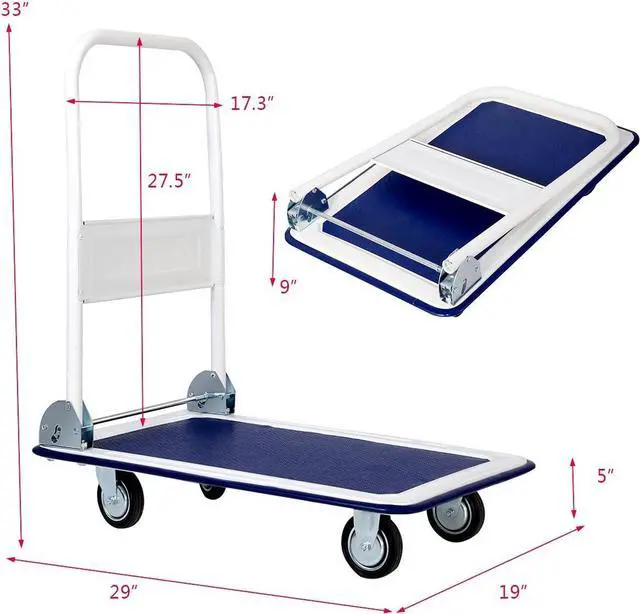 Alt view image 7 of 7 - Giantex 10 330lbs Platform Cart Dolly Folding Foldable Moving Warehouse Push Hand Truck