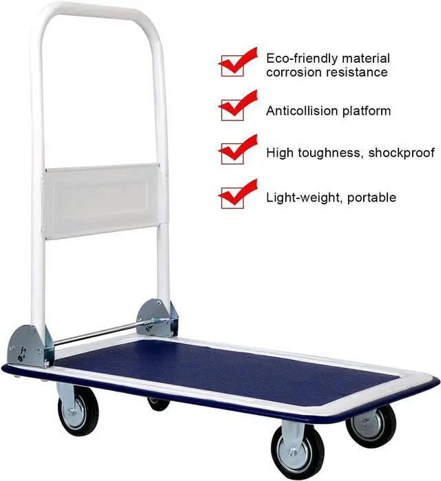 Alt view image 6 of 7 - Giantex 10 330lbs Platform Cart Dolly Folding Foldable Moving Warehouse Push Hand Truck