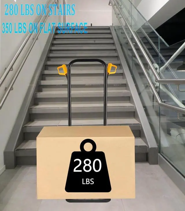 Alt view image 4 of 7 - Stair Climbing Hand Truck Dolly, 2 in 1 Stair Climber Hand Truck Heavy Duty, 350 Lbs Capacity Stair Trolley Cart with 6 Rubber Wheels and Elastic Rope